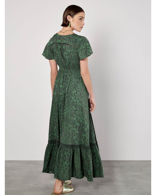 apricot green maxi dress Metallic Paisley Boho Maxi Dress