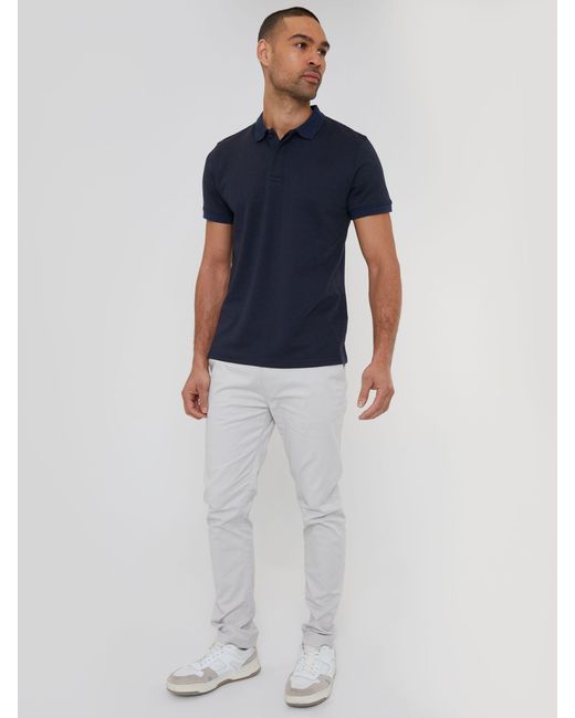 Threadbare Blue Textured Hidden Placket Polo Shirt for men