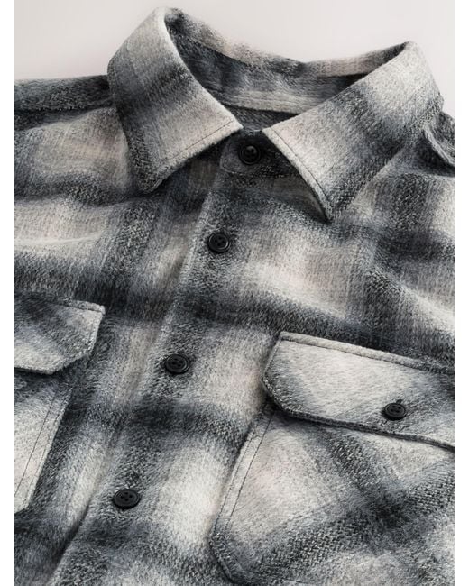 Next Gray Twin Pocket Long Sleeve Check Overshirt for men