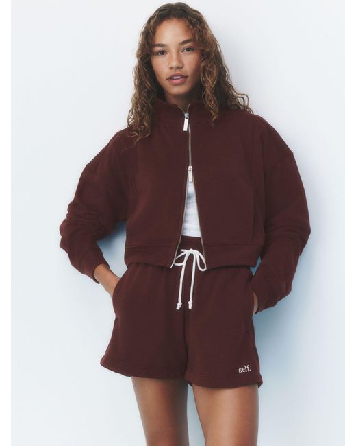 Self Red Zip Through Sweat Jacket