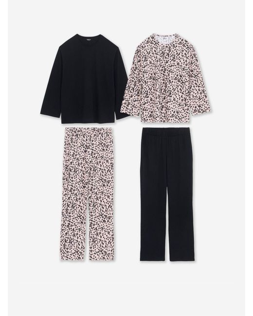 Simply Be Black Value Leopard Pyjamas Set 2 Pack