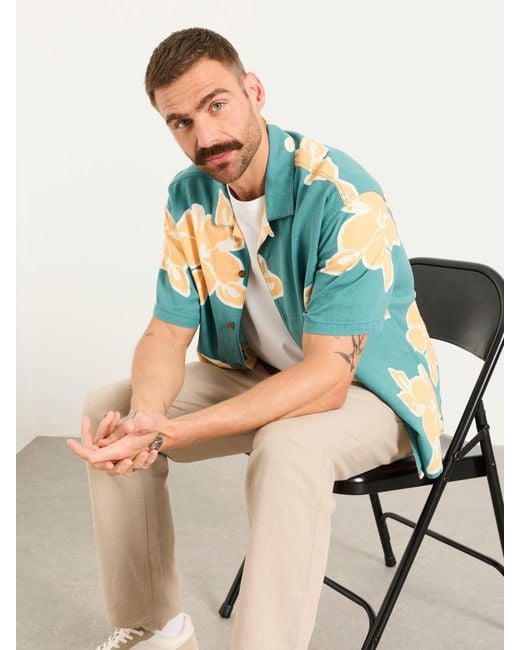 FatFace Blue Fatface Short Sleeve Relaxed Fit Large Hawaiian Floral Shirt for men