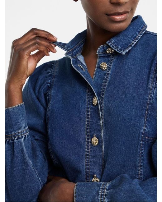 JD Williams Blue Volume Sleeve Button Through Denim Shirt