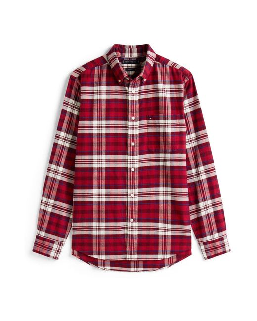 Tommy Hilfiger Red Regular Fit Tartan Check Flannel Shirt for men