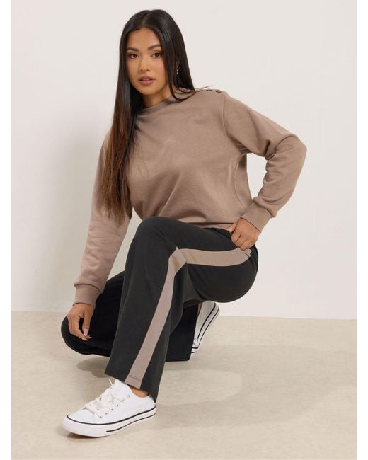 M Com Black Petite Side Stripe Joggers