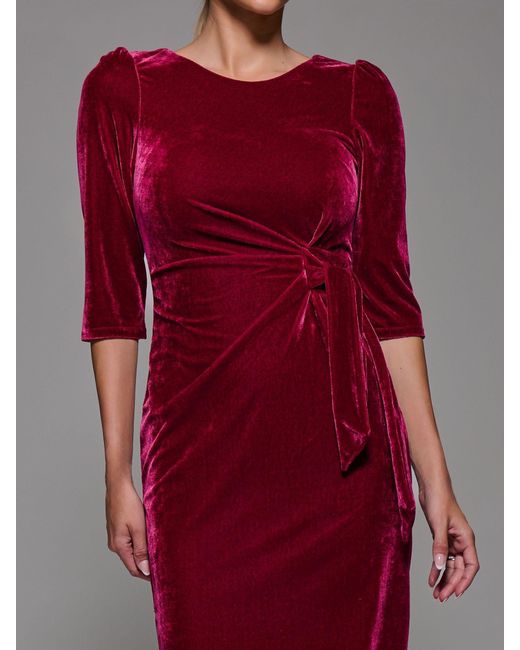 inexpensive bodycon dresses Velvet draped midi dress with a side slit burgundy 033DD013 – RASARIO