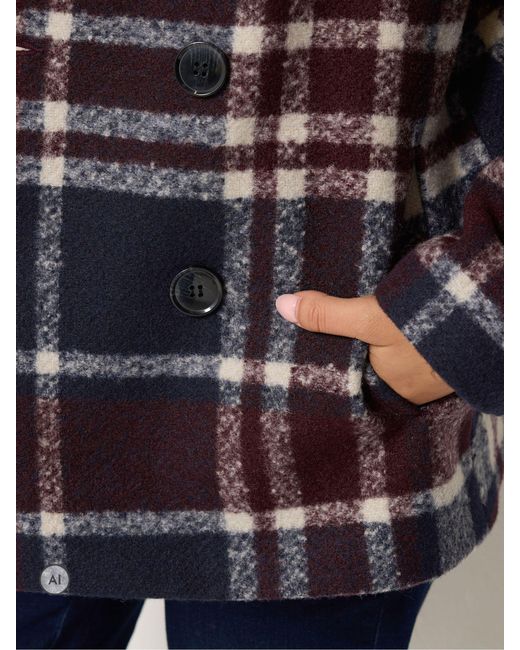 M Com Gray Petite Check Peacoat