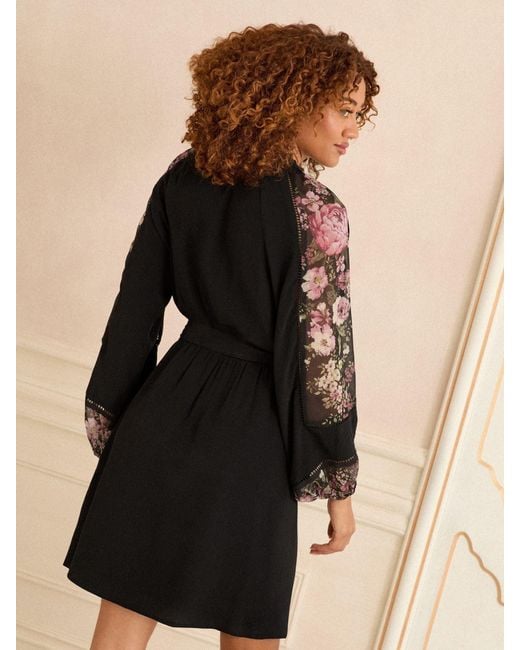 Love & Roses Black Notch Neck Mini Dress