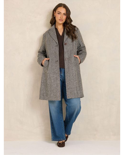 Evans Gray Herringbone Collared Jacket