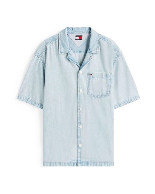 Tommy Hilfiger Blue Relaxed Fit Short Sleeve Lightweight Denim Shirt for men