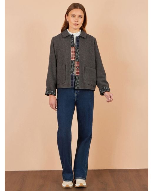 Yumi' Black Patchwork Boxy Jacket
