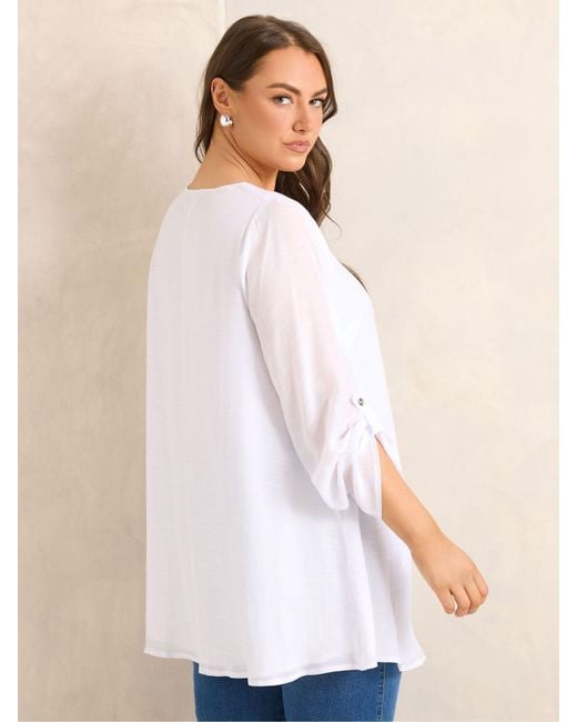 Evans White Long Sleeve Double Layer Top