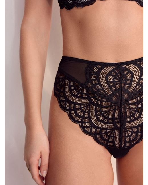 Next Black High Rise High Leg Lace Knickers 2 Pack