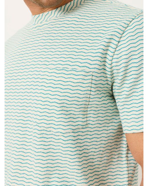 FatFace Green Fatface Short Sleeve Jacquard Stripe Tshirt for men