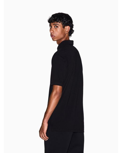 ARMANI EXCHANGE Black Regular Fit Logo Polo Shirt for men