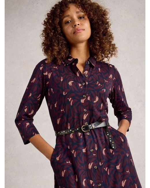 White Stuff Purple Rua Jersey Shirt Dress