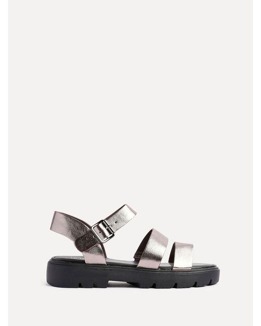 Linzi Natural Pewter Ramona Two Strap Flatform Sandals