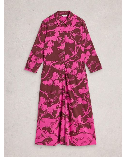 White Stuff Pink Rua Jersey Shirt Dress