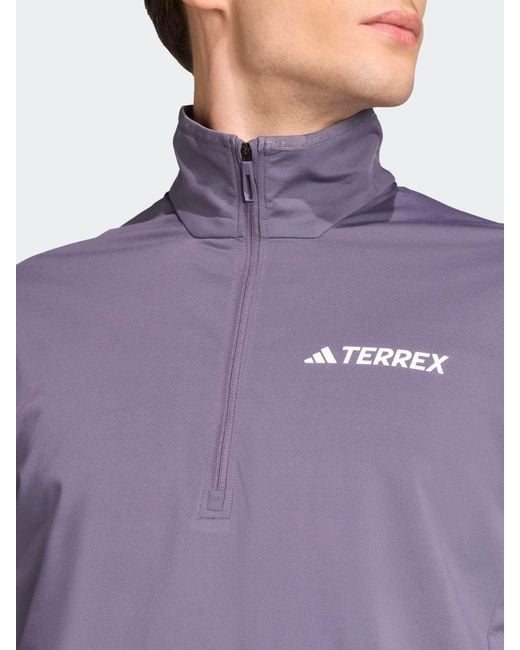 Adidas Originals Purple Adidas Terrex Multi Climawarm Half-Zip Tech Fleece Jacket for men