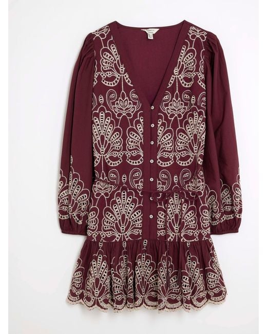 River Island Purple Broiderie Shirt Dress