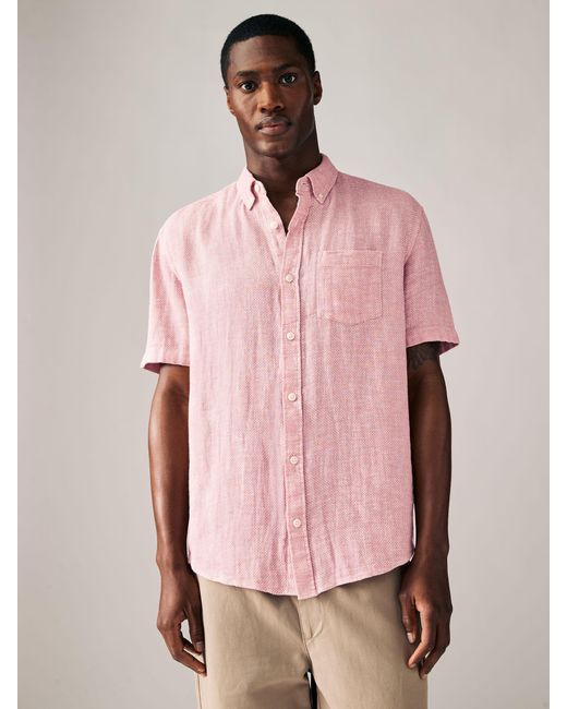Next Kurzärmliges Hemd Aus Baumwoll-Leinenmischung in Pink für Herren