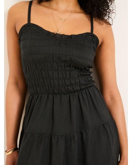 FatFace Black Tiered Strappy Dress