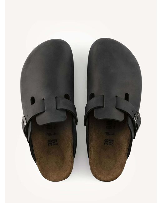 Birkenstock Black Boston Oiled Clogs Aus Ledereu 38 (Uk 5)