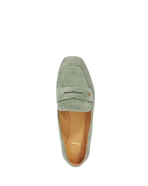 Dune Green Leather Glances Suede Loafers
