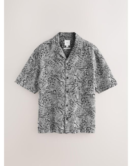 Next Gray Paisley Jacquard Printed Short Sleeve Shirt for men