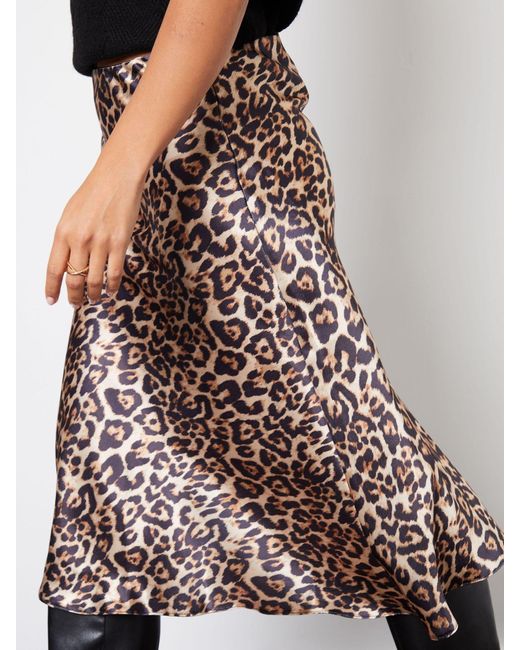 Threadbare Brown Satin Midi Skirt