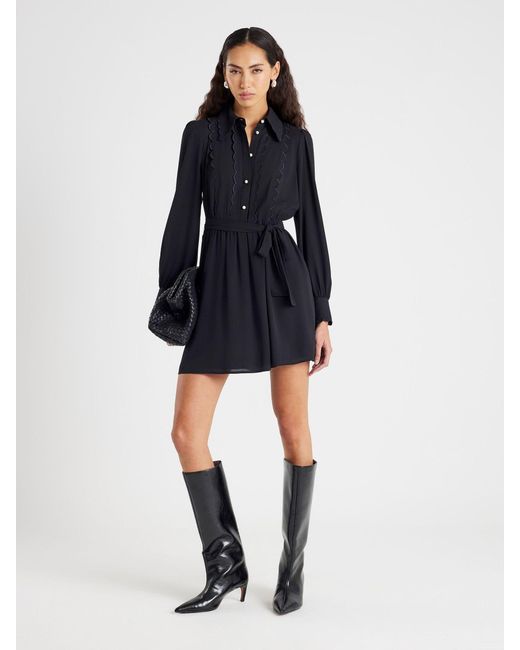 River Island Black Long Sleeve Scallop Collar Shirt Dress