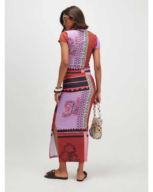 River Island Patchwork Textured Midi Skirt