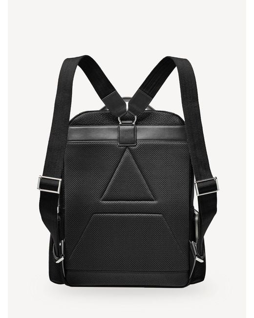 Aspinal Black Reporter Pebble Leather Zip Backpack for men