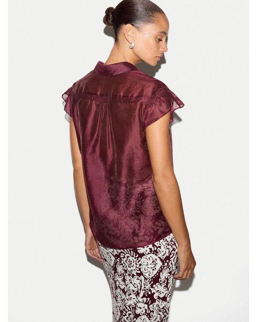 Jigsaw Purple Smocking Blouse