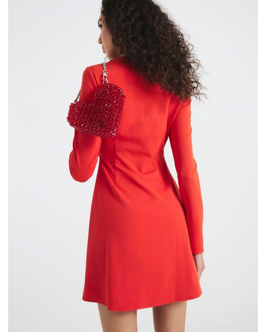 River Island Red Square Neck A-Line Mini Dress