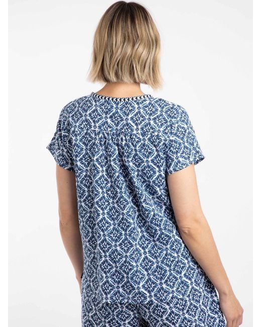 Weird Fish Blue Sofia Printed Cheesecloth Blouse