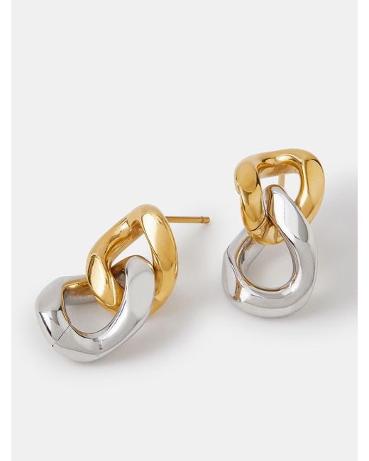 Accessorize Metallic Stainless Steel Mixed Metal Chain Drop Earrings