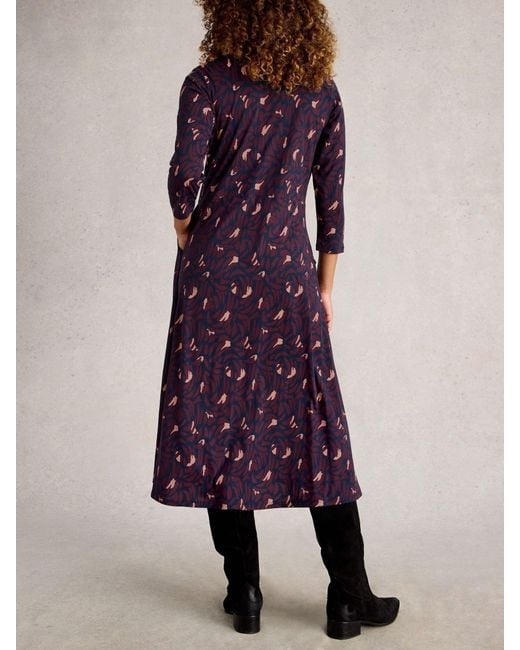White Stuff Purple Rua Jersey Shirt Dress