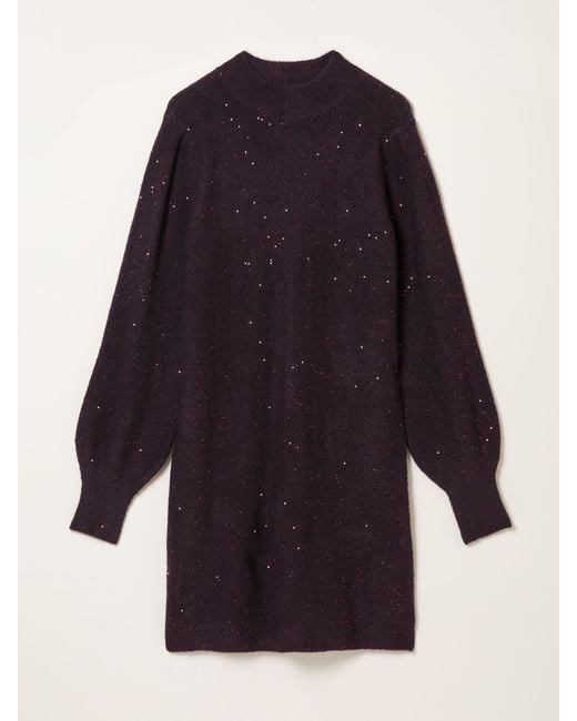 FatFace Blue Fatface Sparkle Knit Mini Dress