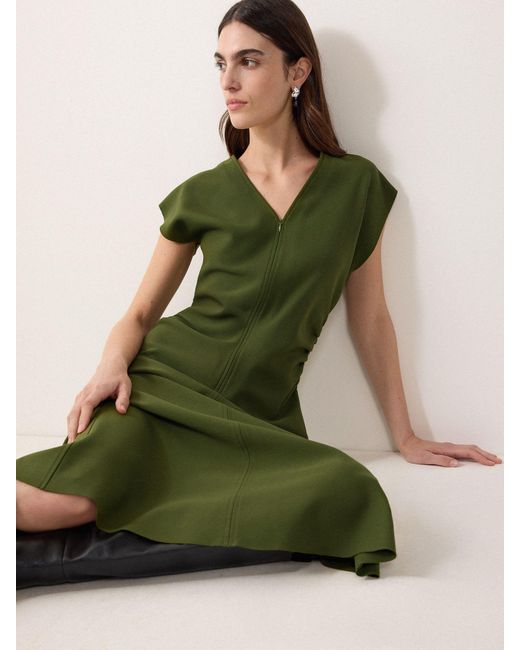Jigsaw Women's Green Stretch Crepe Drape Midi Dress - nationalbodyline.in