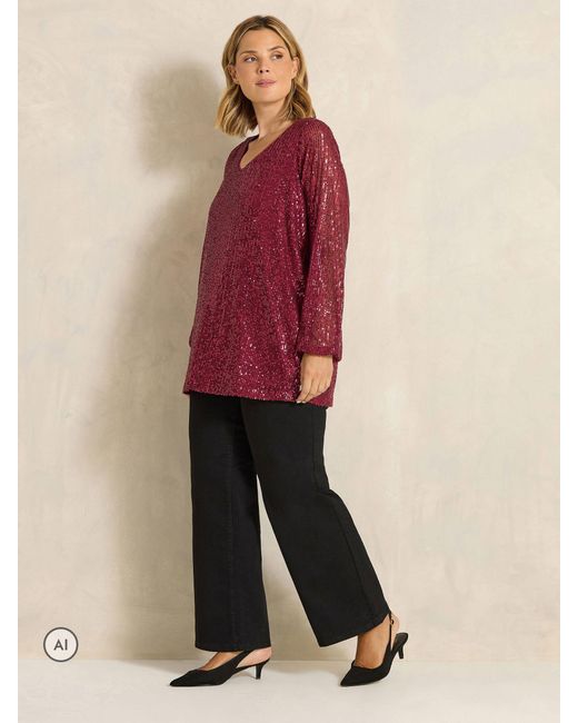 Evans Red Sequin Embellished Top