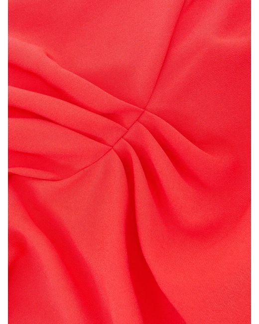 Reiss Red Petite Asymmetric Draped Midi Dress