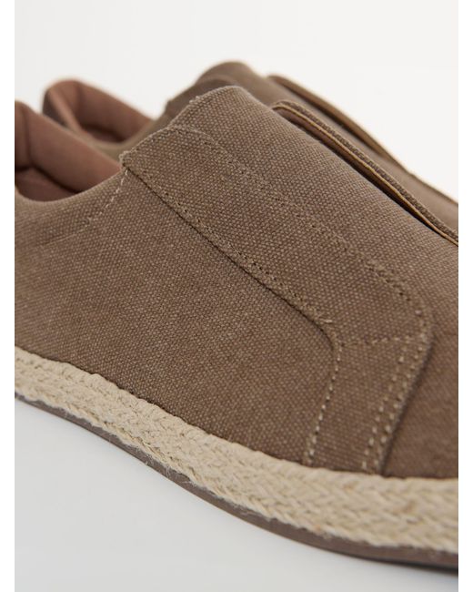 Threadbare Brown Cotton Canvas Slip On Espadrilles for men