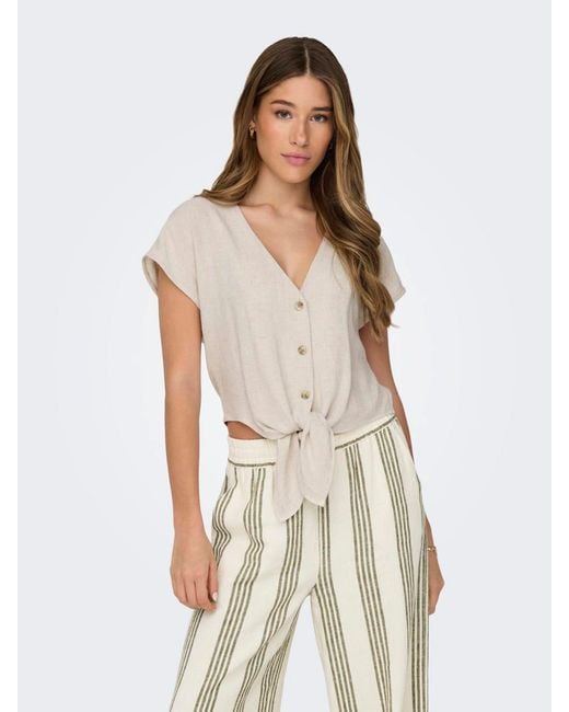 ONLY White Tie Front Blouse