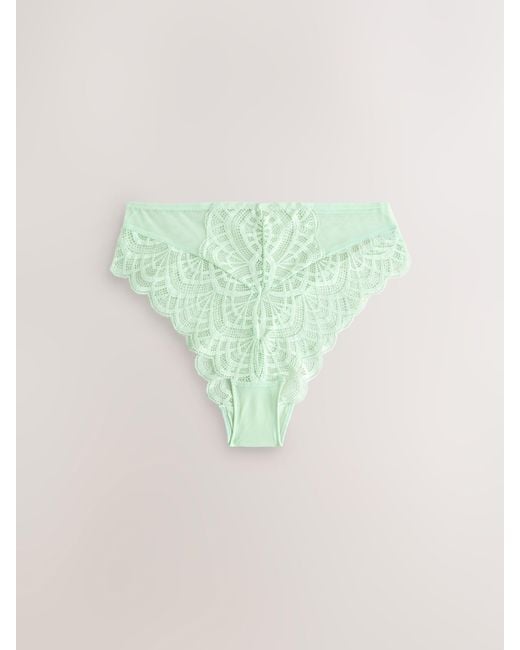 Next Green High Rise High Leg Lace Knickers 2 Pack