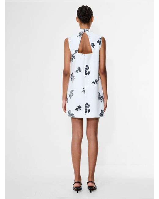 French Connection White Madeline Sequin Sleeveless Dress