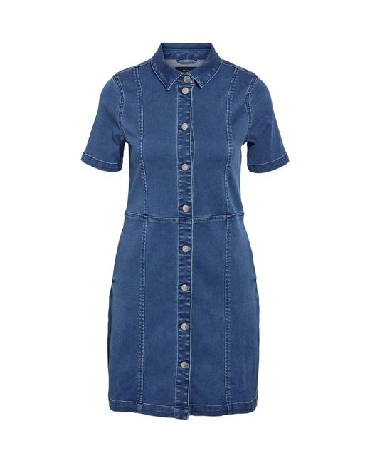 Noisy May Blue Short Sleeve Denim Shirt Dress