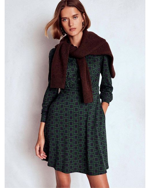 Boden Green Orla Short Jersey Shirt Dress