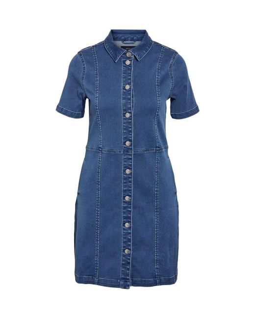 Noisy May Blue Short Sleeve Denim Shirt Dress