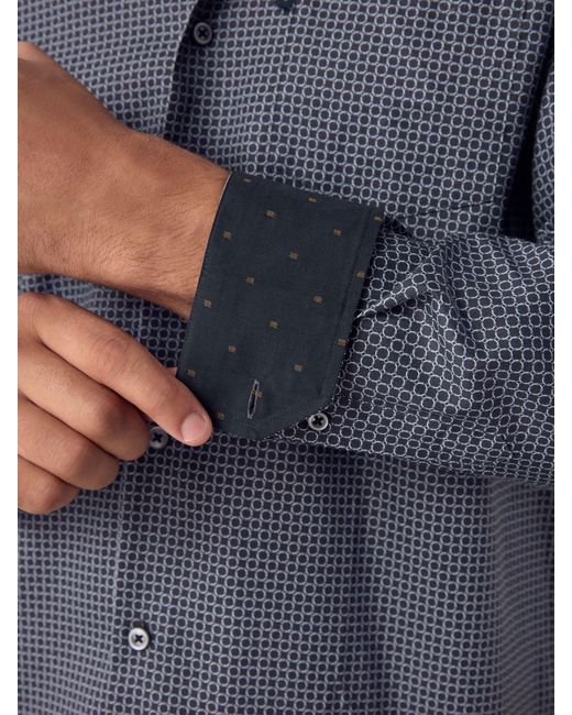 Next Blue Regular Fit Long Sleeve Print Shirt for men